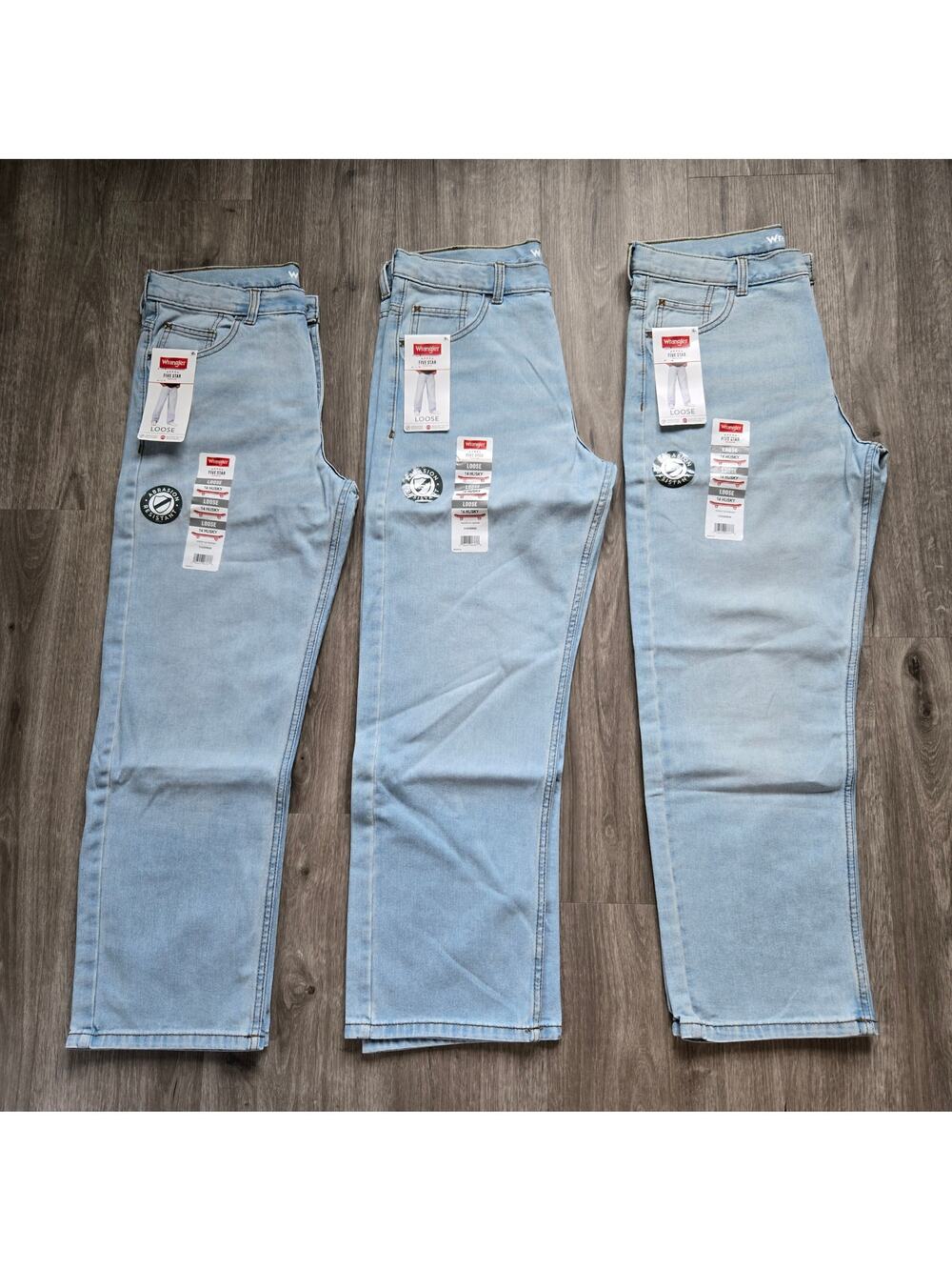 NEW Wrangler Size 14 Husky Boys Jeans Lot of 3 Loose Fit Adjustable Waist Light